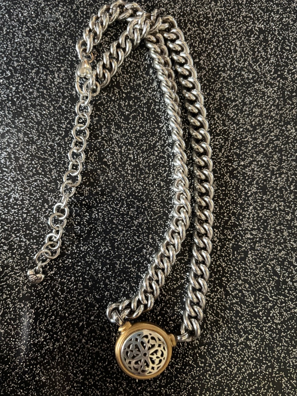 Brighton Ferrara Two Tone Short Necklace JM1072 Silver Gold Medallion - Picture 6 of 8